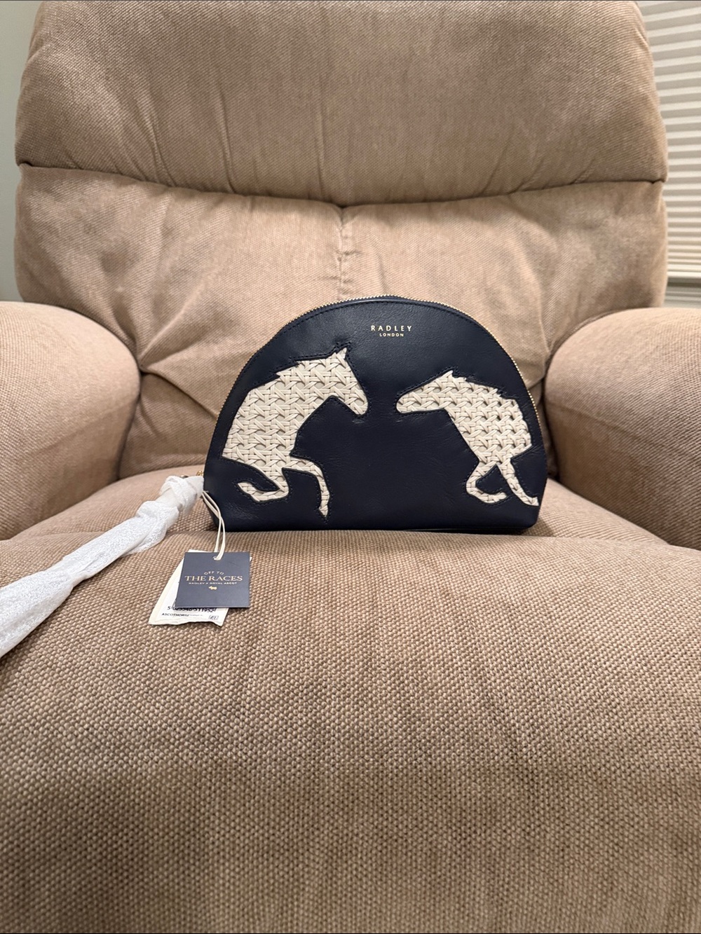 Radley (London) Navy and Cream Horse Appliqué Purse